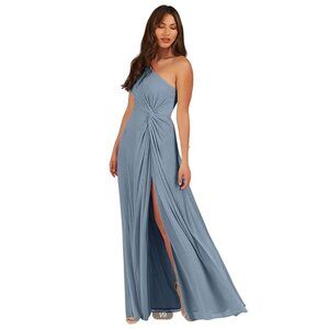 Azazie Brooke Size 2 A Line Blue One Shoulder Floor Length 🩵
